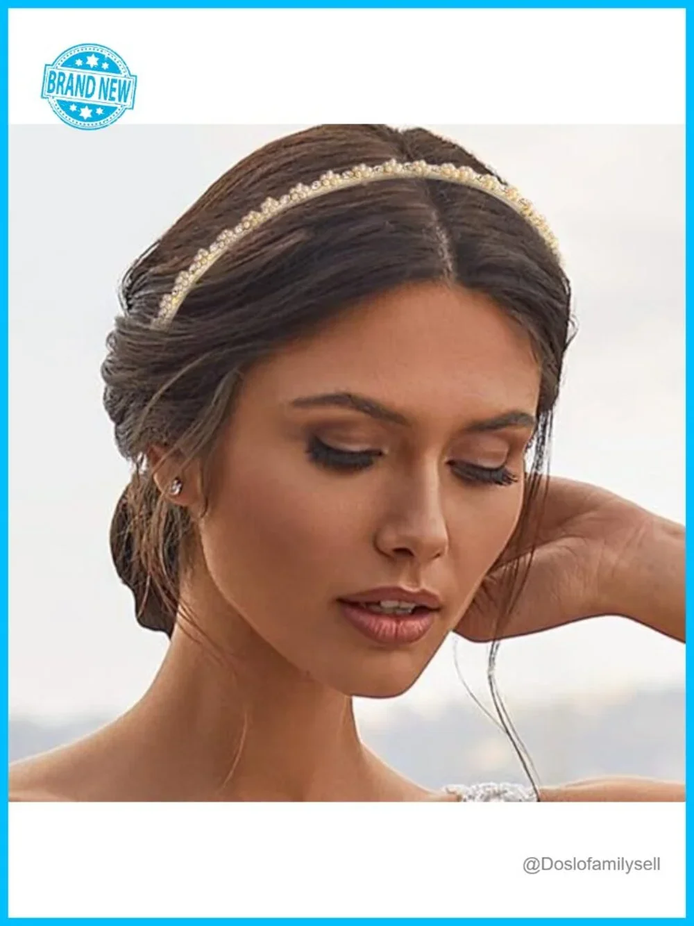 Elegant Pearl Flower Headband Flexible Gold-Tone Hair Jewelry for Wedding